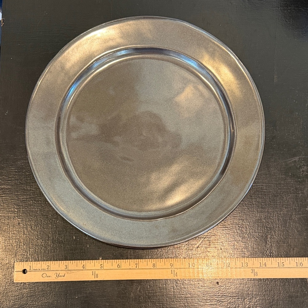 Juliska pewter stoneware charger plate 13 3/8 new
